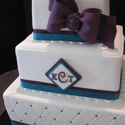 Teal/purple Square Wedding Cake