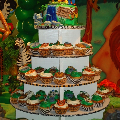 Safari/jungle Themed Cake And Cupcake Tower