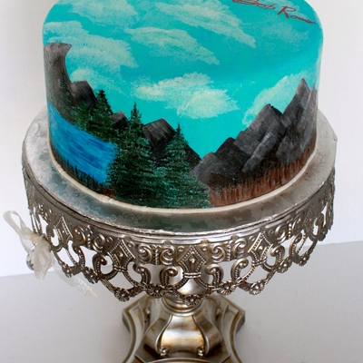 Bob Ross Painting Cake