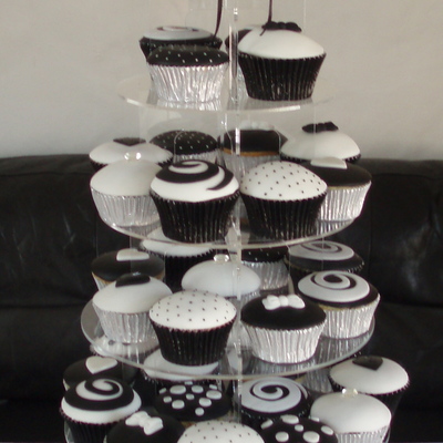 Black And White Wedding Cupcake Tower