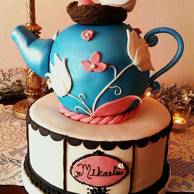 Bird Nest And Teapot Baby Shower Cake