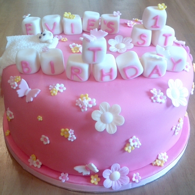 First Birthday Cake - Girly And Pink