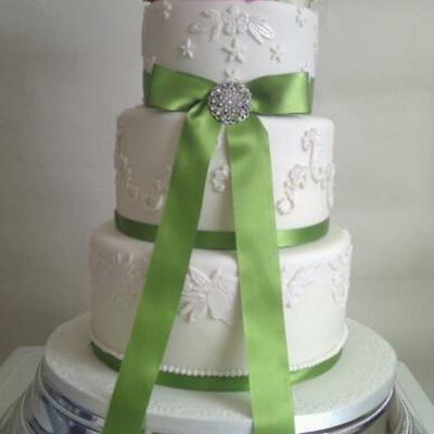 Lime Green And Pink Wedding Cake