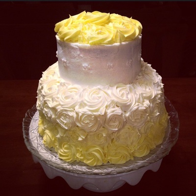 Yellow Rosette Ombr&eacute; Cake