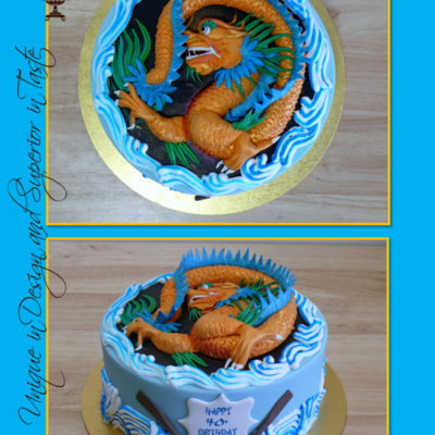 Dragon Boat Themed Birthday Cake