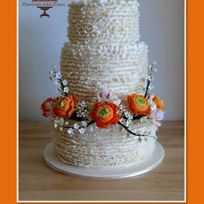 3 Tier 10 Double Barrel 8 6 All Hand Made Sugar Flowers Those Ruffles Took Forever