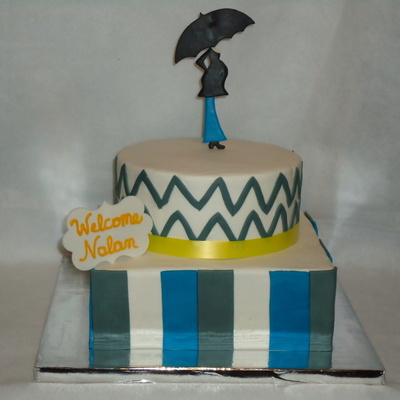 Blue And Gray Baby Shower Cake