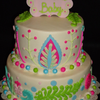 Vintage Baby Shower Cake Mixture Of Fondant And Buttercream Designs