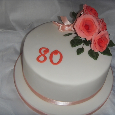 Orange Roses 80Th Birthday Cake