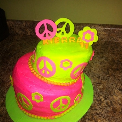Topsy Turvy Peace Sign Cake