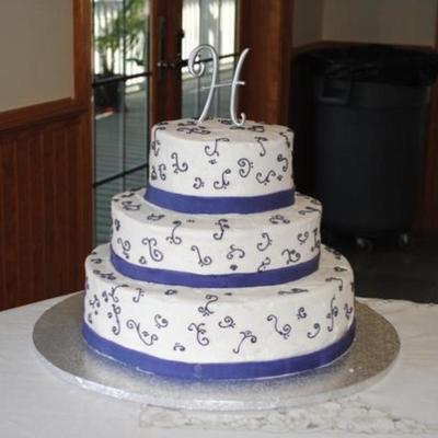 Purple Scroll Wedding Cake