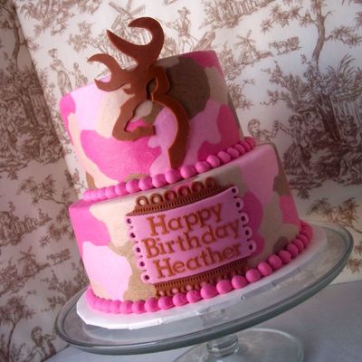 2 Tiered 6X8 Camobrowning Logo Cake Iced In Bc With Mmf Decorations You Can Find The Buttercream Camo Tutorial In Dillicious Cakes Fb P