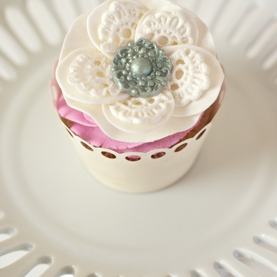 Bridal Cupcake With Gum Paste Flower