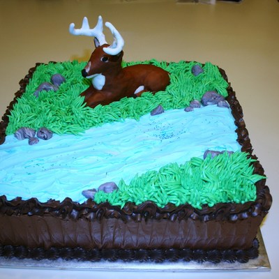 Grooms Cake With Deer And Stream