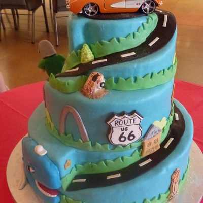 Route 66 Anniversary Cake