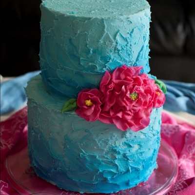 Turquoise And Hot Pink Cake