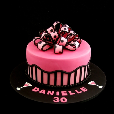 Pink And Black Bow And Stripes