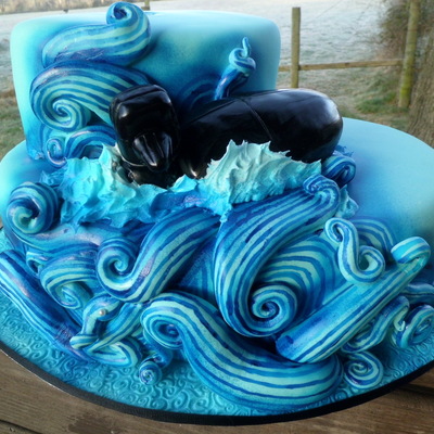 Submarine Grooms Cake All Fondant Hand Painted Rice Krispie Sub