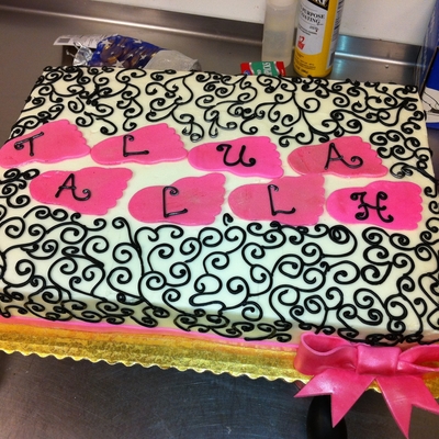 Scroll Work Baby Girl Shower Cake