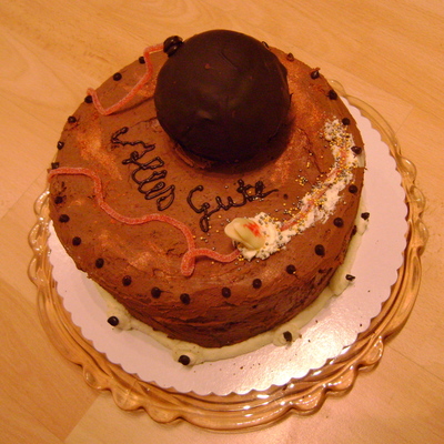 Boombastic Birthday Giant Cake Pop On Top Of Chocolate Cake