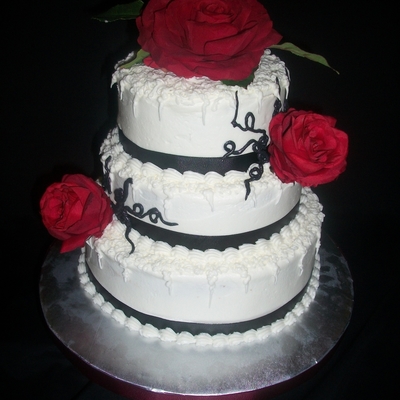 Black And White Buttercream Three Tier