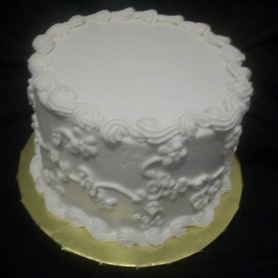 Single Tier Floral Scroll Buttercream Wedding Cake