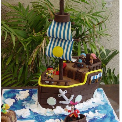 Jack And The Neverland Pirates Themed Cake Made With Mmf I Use Plastic Characters Everything Else Was Edible