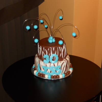 Zebra Striped Fondant B-Day Cake