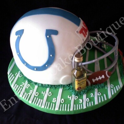 White And Blue Fondant Indiana Colts Nfl Football Helmet Cake