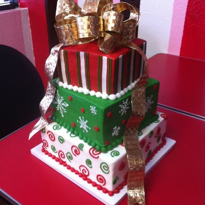 Tiered Christmas Gifts Cake