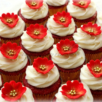 Red And Gold Cupcakes