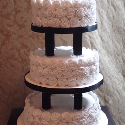 Pillared Rose Wedding Cake