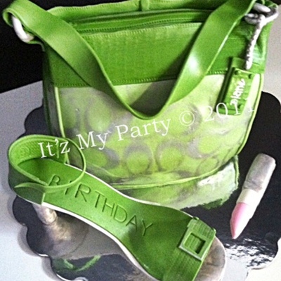 Green & Silver Coach Purse