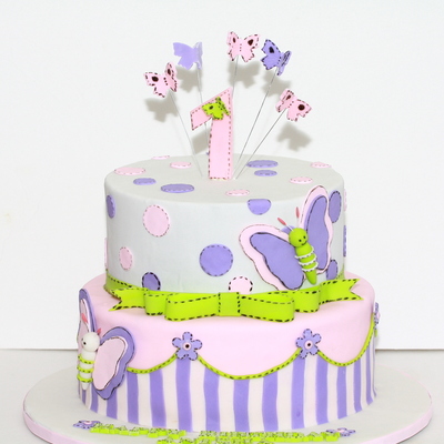 Butterfly First Birthday Cake