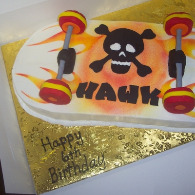 Skull & Flames Skateboard Cake