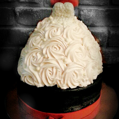 Roses & Pearls Wedding Gown Bridal Shower Cake