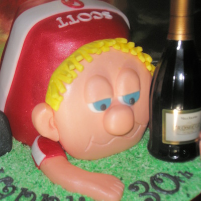 3D Soccer Playerfootballer 2 Vanilla Cakes Stacked And Carved Filled With Raspberry Jam And White Chocolate Buttercream Frosted With Ch