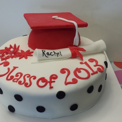 Red And White Graduation Cake