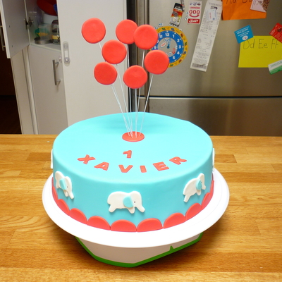 Elephant And Balloon First Birthday Cake