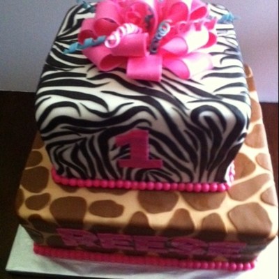 Zebra And Giraffe Print Square Cakes