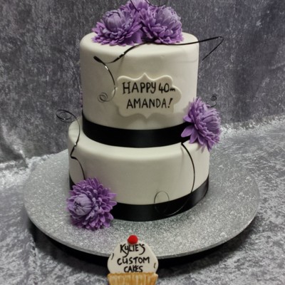 Two Tier Dahlia Cake