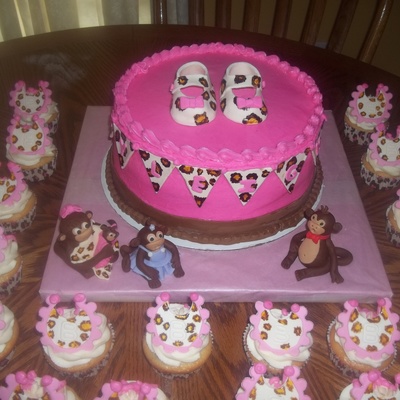 Leopard/monkey Baby Shower Cake