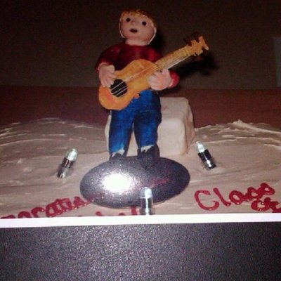 Guitar Shaped Cake With Gum Paste Figurine