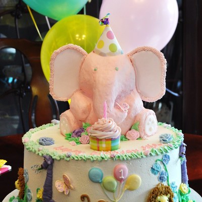 Children's First Birthday Elephant Cake Or Shower Cake