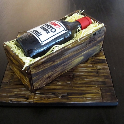 Red Wine Bottle In Crate
