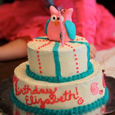 Birthday Cake For A 2 Year Old With Owl Topper
