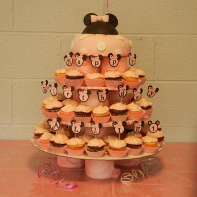 Minnie Mouse Cake And Cupcakes