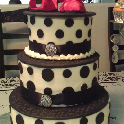 White Cake With Black Polka Dots