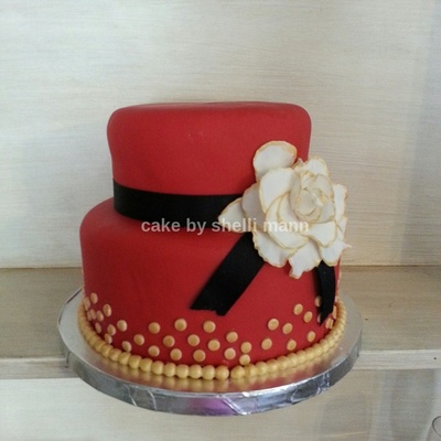 Red, Black, And Gold Fondant Birthday Cake