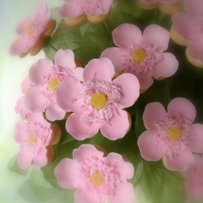 Pink Coconut Peony Cookies